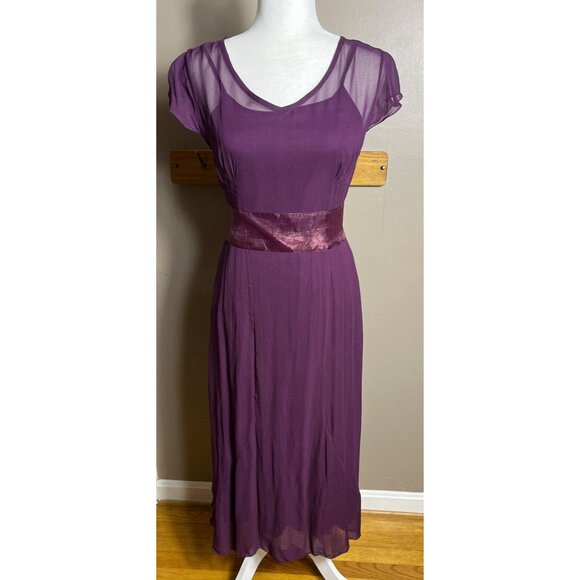 Vtg April Cornell Dress Plum Maxi Dark Feminine Whimsygoth Goth Sheer Women XS-S - Picture 2 of 16